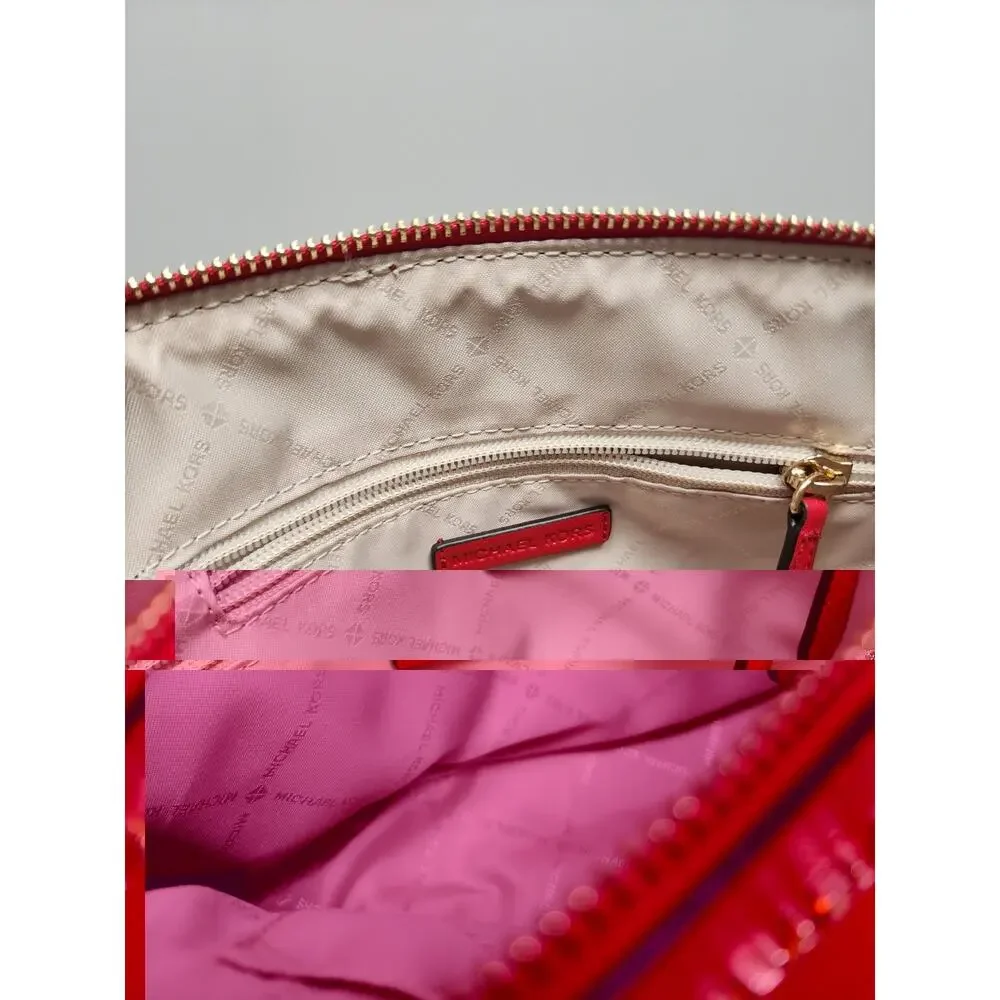 Michael Kors Cindy Crossbody Bag Red Saffiano Leather Chain Strap Small Purse